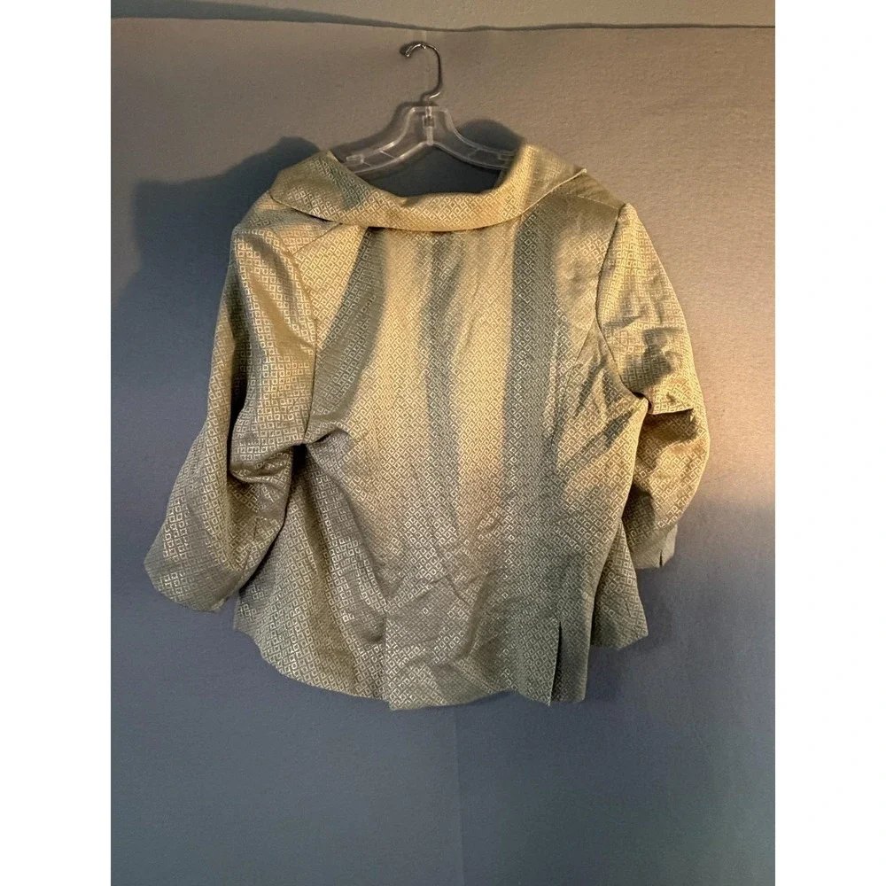 Lane Bryant Blazer Jacket Womens 20 Gold Jacquard One Button Lined Plus Formal